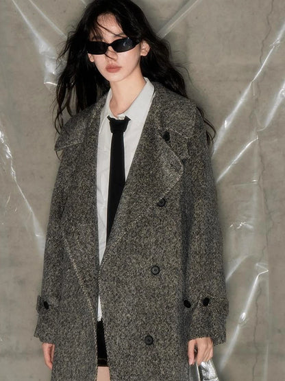 Grey Squid Wool Coat Women S Minimalist Oversized Blazer Jacket