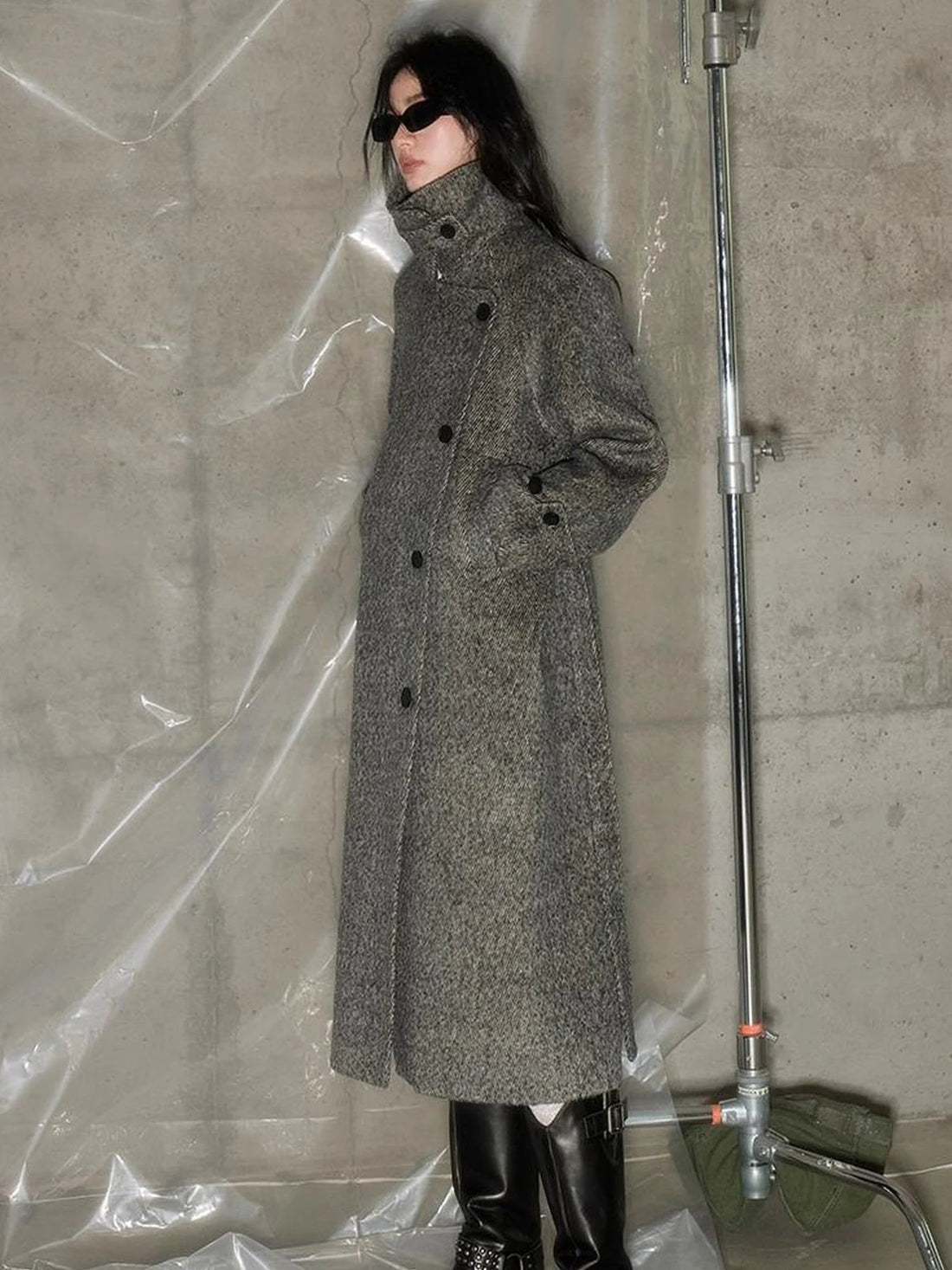 Grey Squid Wool Coat Women S Minimalist Oversized Blazer Jacket