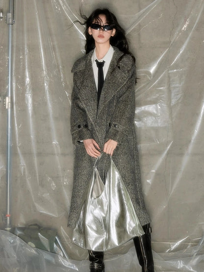 Grey Squid Wool Coat Women S Minimalist Oversized Blazer Jacket