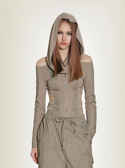 Utility Parachute Cargo Pants With Hooded Top