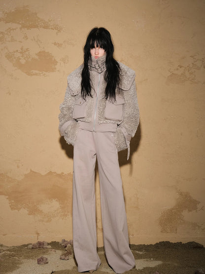 Astrological Plush Patchwork Cropped Coat