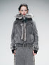 UpdateNN NORTH NODE Quilted Hooded Short Jacket With Fur Trim And Washed Texture