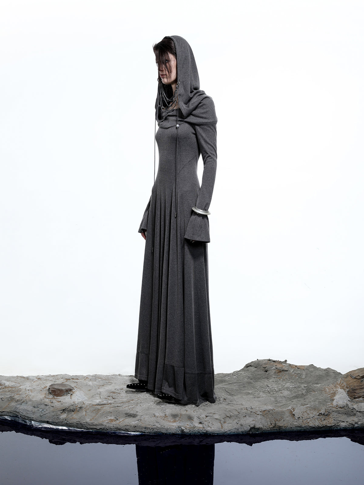 NN NORTH NODE Lyocell Hooded Maxi Dress with Convertible Styles