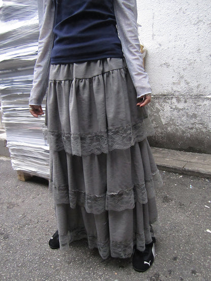 ang project Vintage Lace Tiered Ruffle Hem Cake Skirt