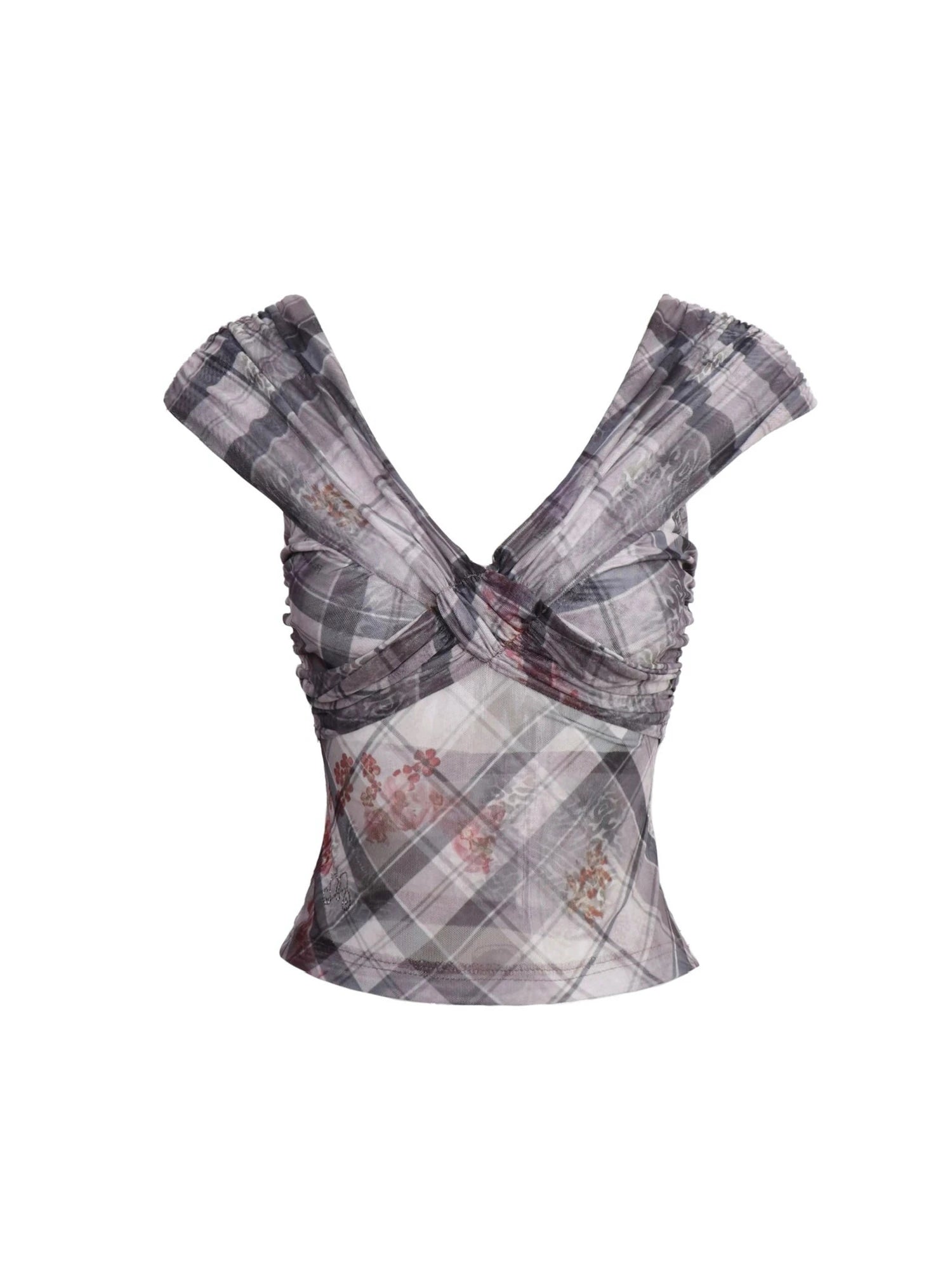 Grid  Sheer Mesh Camisole Top