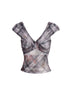 Flowers birds Market Grid Floral Sheer Mesh Camisole Top