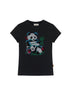Achihara Happy Panda Embroidered Crop Tee V-neck T-shirt Long-Sleeve