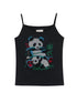 Achihara Happy Panda Embroidered Crop Tee V-neck T-shirt Long-Sleeve