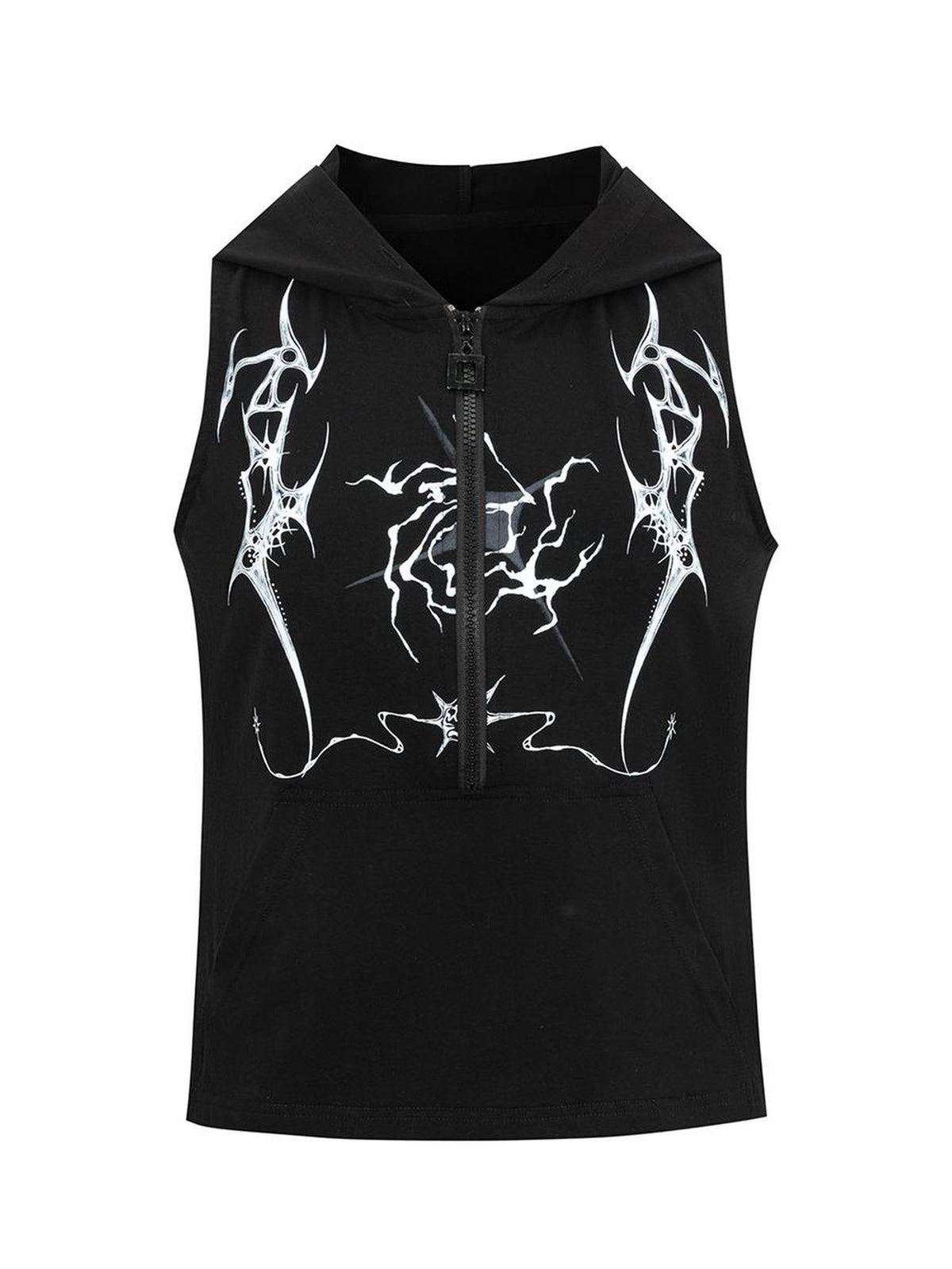 HEMOGLOBIN Black White Print Punk Hooded Women&