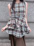 HEMOGLOBIN_Blue_Brown_Plaid_Print_Ruched_Women&