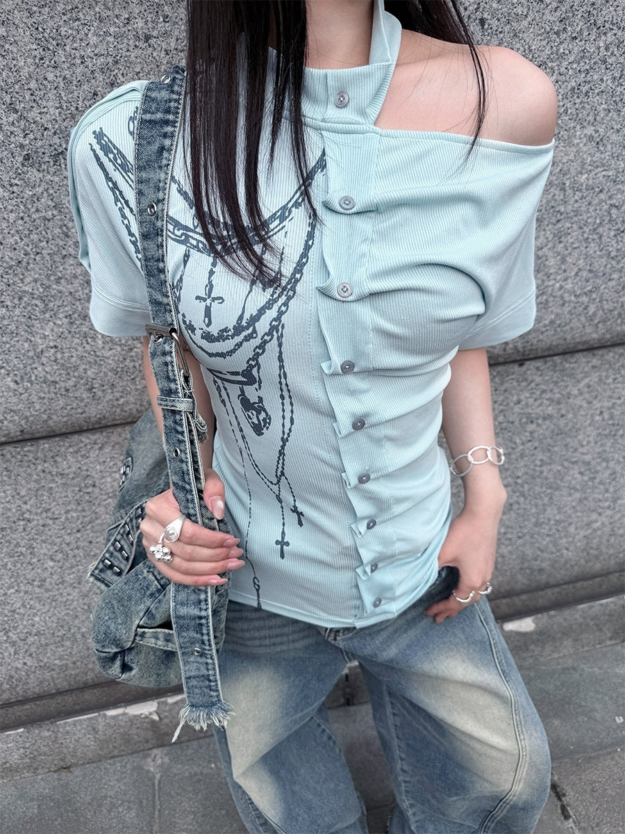HEMOGLOBIN_Blue_Print_Ruched_Women&