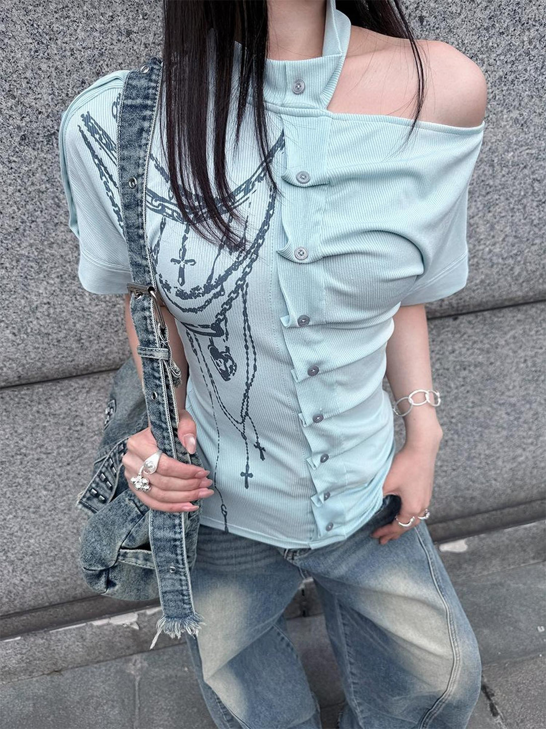 HEMOGLOBIN Blue Print Ruched Women&