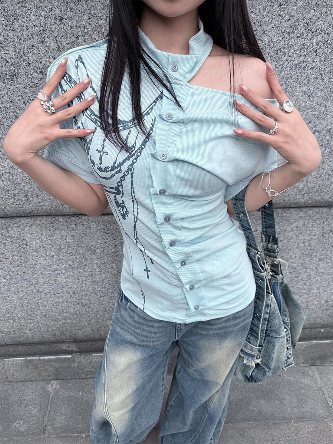 HEMOGLOBIN Blue Print Ruched Women&