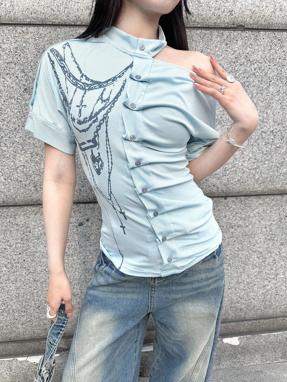 HEMOGLOBIN Blue Print Ruched Women&