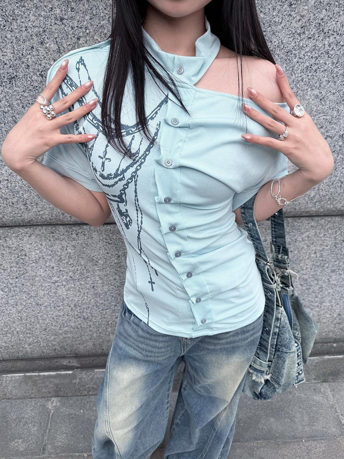 HEMOGLOBIN Blue Print Ruched Women&
