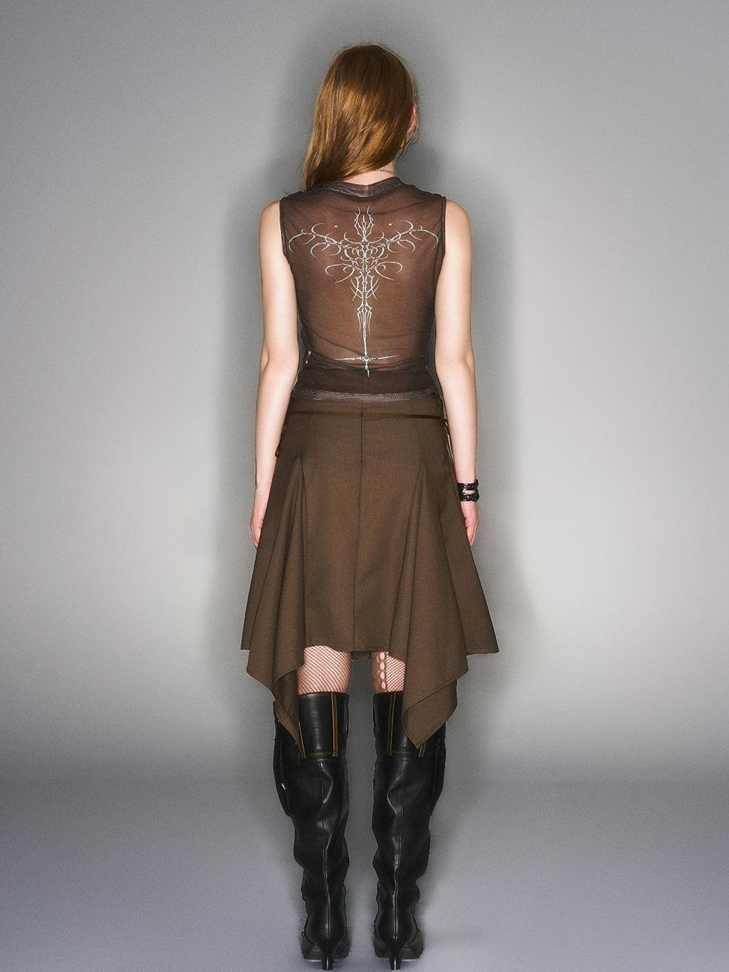 HEMOGLOBIN Brown Print Wasteland Mesh Women&