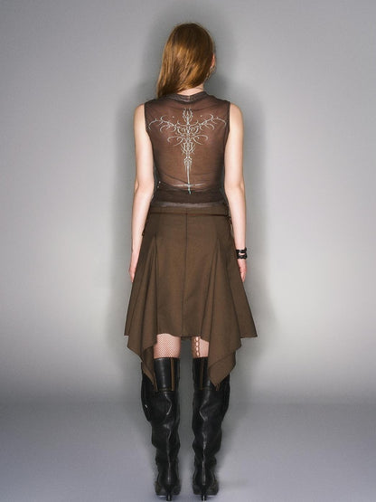 HEMOGLOBIN Brown Print Wasteland Mesh Women&