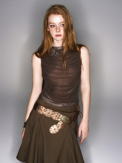 HEMOGLOBIN Brown Print Wasteland Mesh Women&