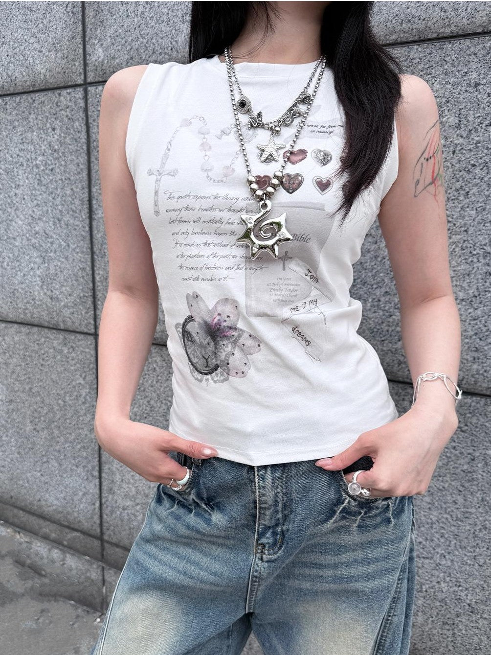 HEMOGLOBIN Butterfly Print Punk Streetwear Women&