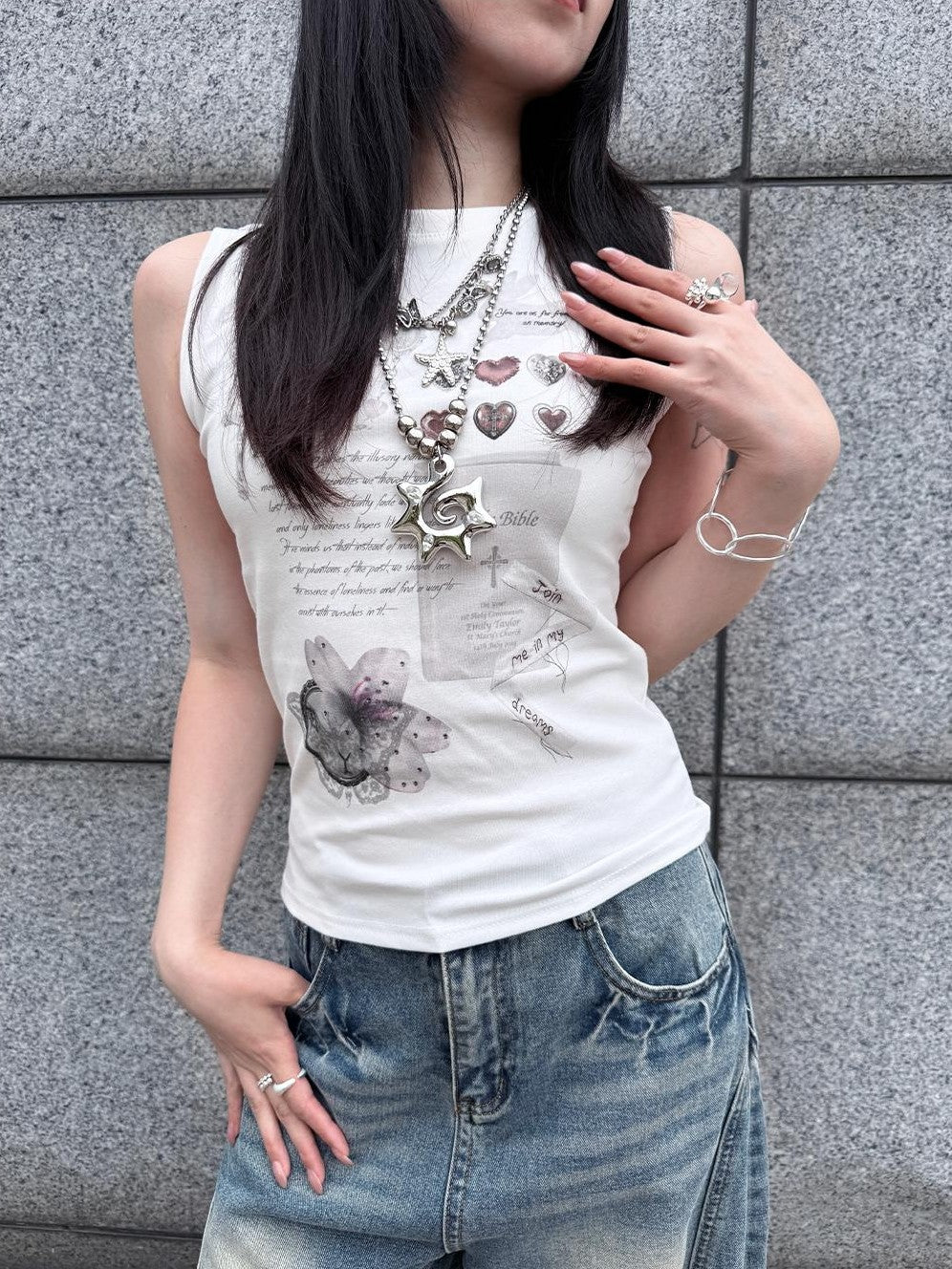 HEMOGLOBIN Butterfly Print Punk Streetwear Women&