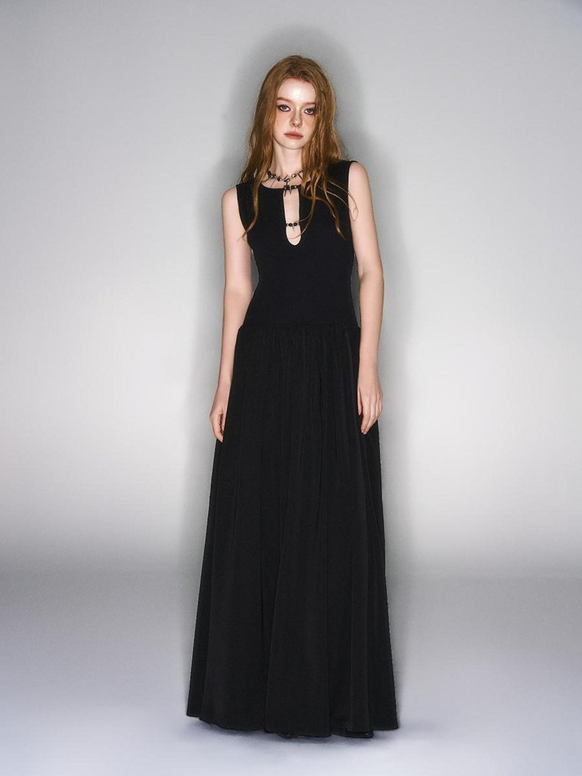 HEMOGLOBIN Cutout Studded Spliced Black Cotton Women&