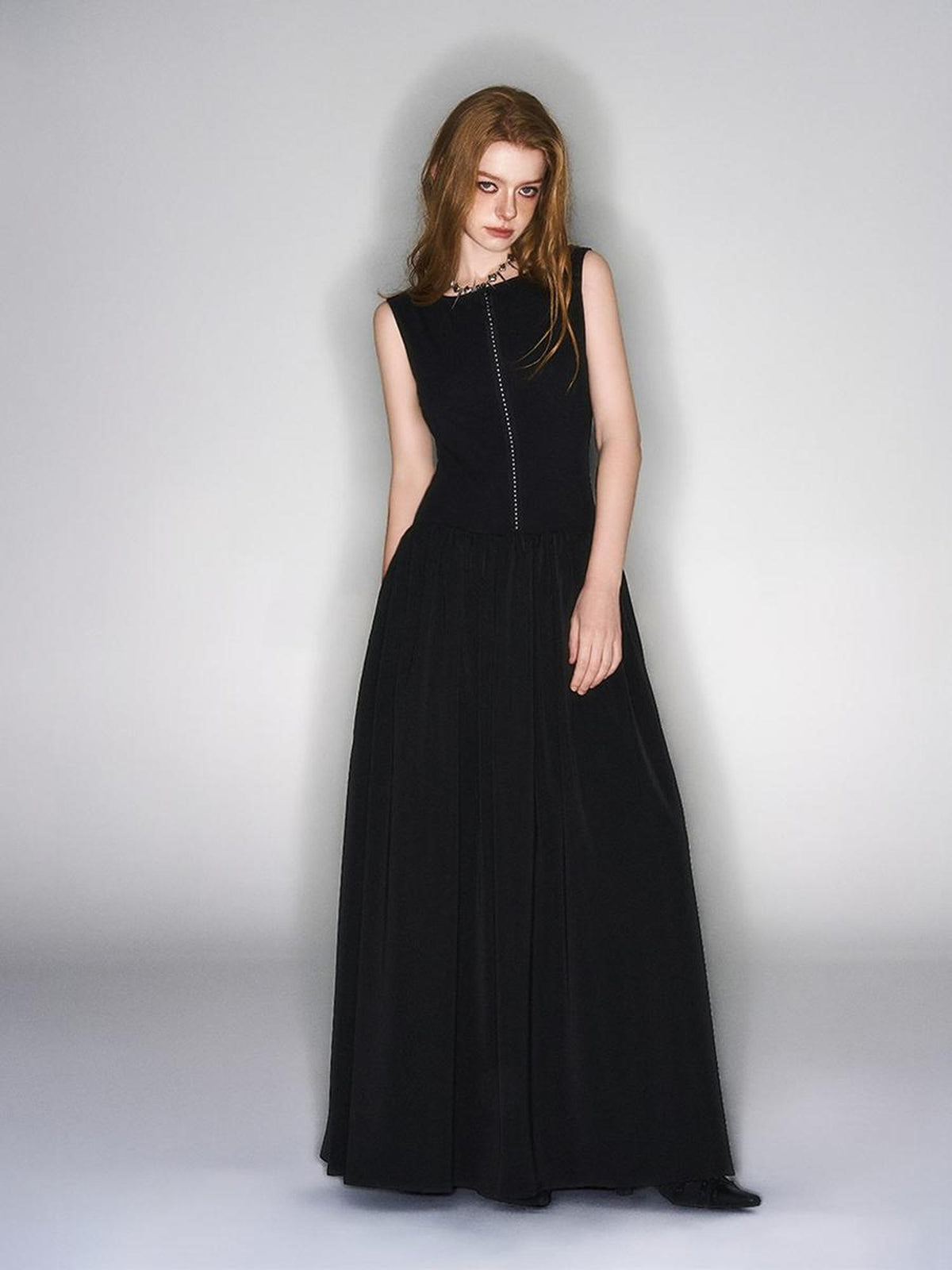 HEMOGLOBIN Cutout Studded Spliced Black Cotton Women&