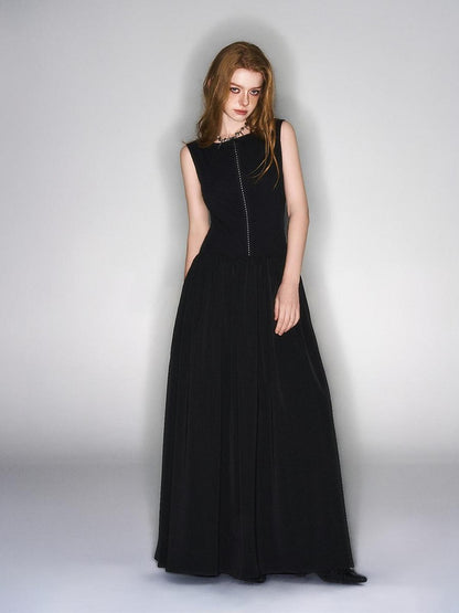 HEMOGLOBIN Cutout Studded Spliced Black Cotton Women&