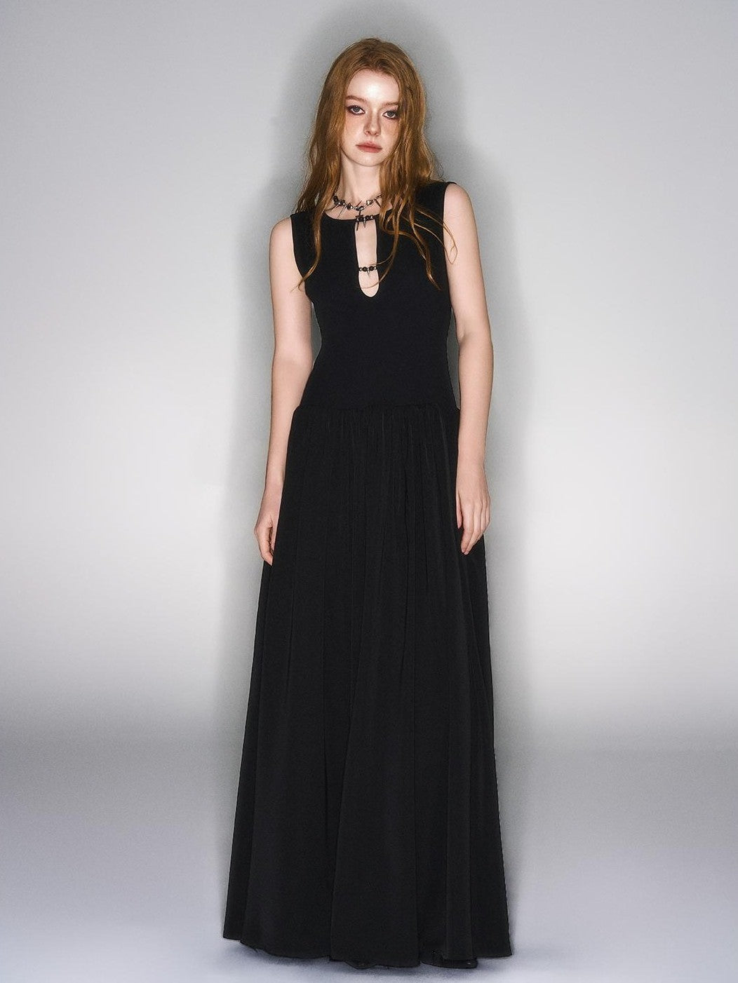HEMOGLOBIN Cutout Studded Spliced Black Cotton Women&