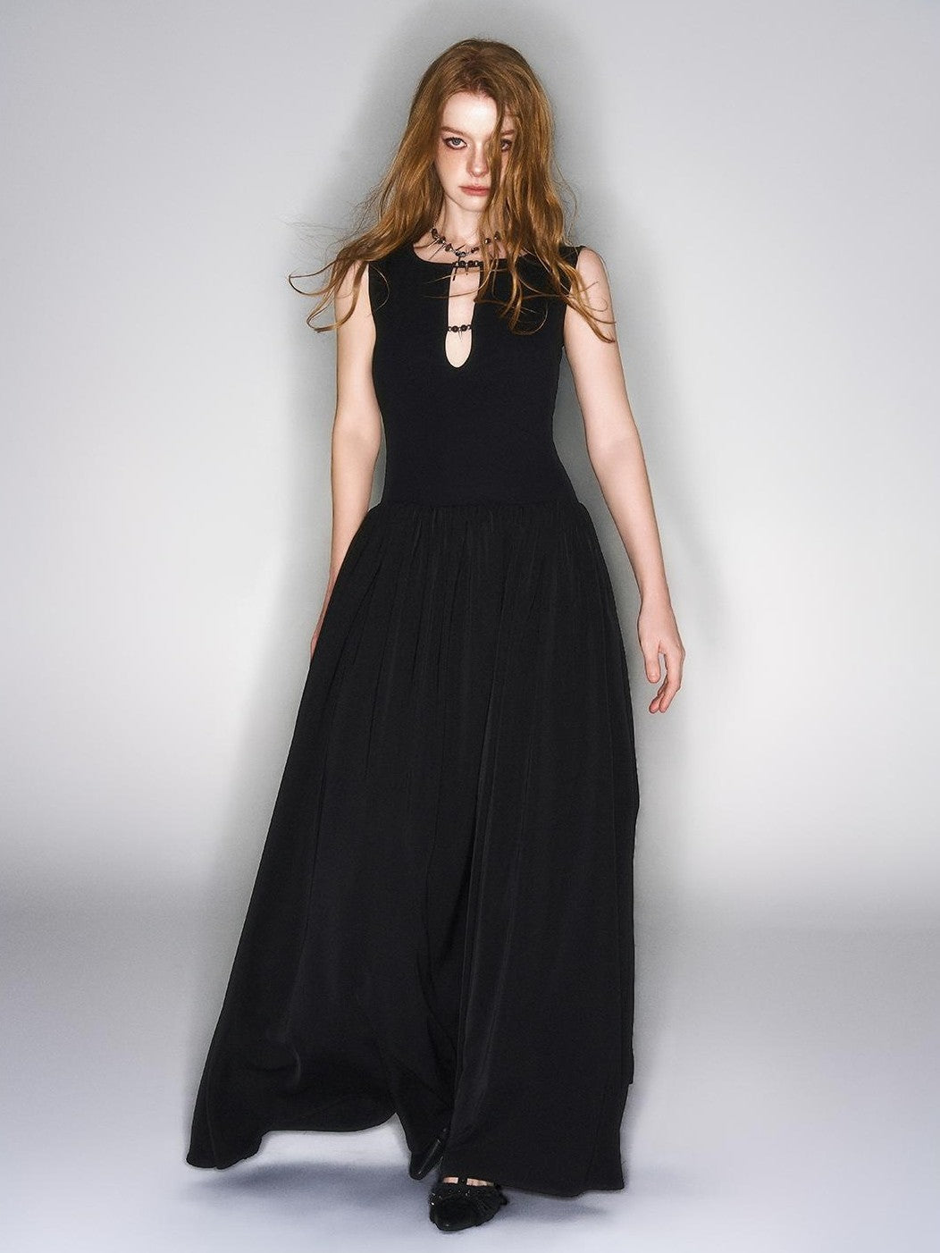 HEMOGLOBIN Cutout Studded Spliced Black Cotton Women&