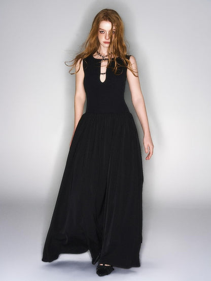 HEMOGLOBIN Cutout Studded Spliced Black Cotton Women&