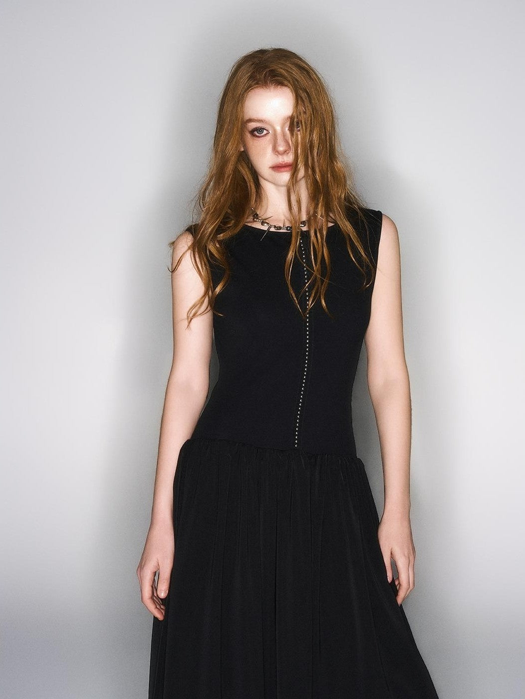 HEMOGLOBIN Cutout Studded Spliced Black Cotton Women&