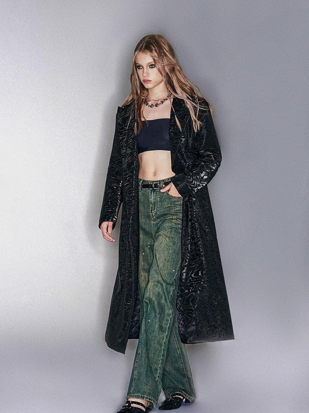 HEMOGLOBIN Embossed Faux Leather Slim Fit Women&