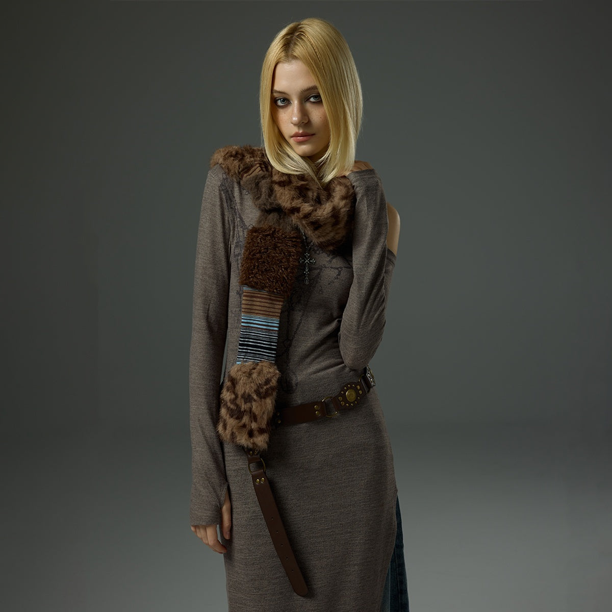 HEMOGLOBIN_Faux_Fur_Striped_Geometric_Rectangle_Women&