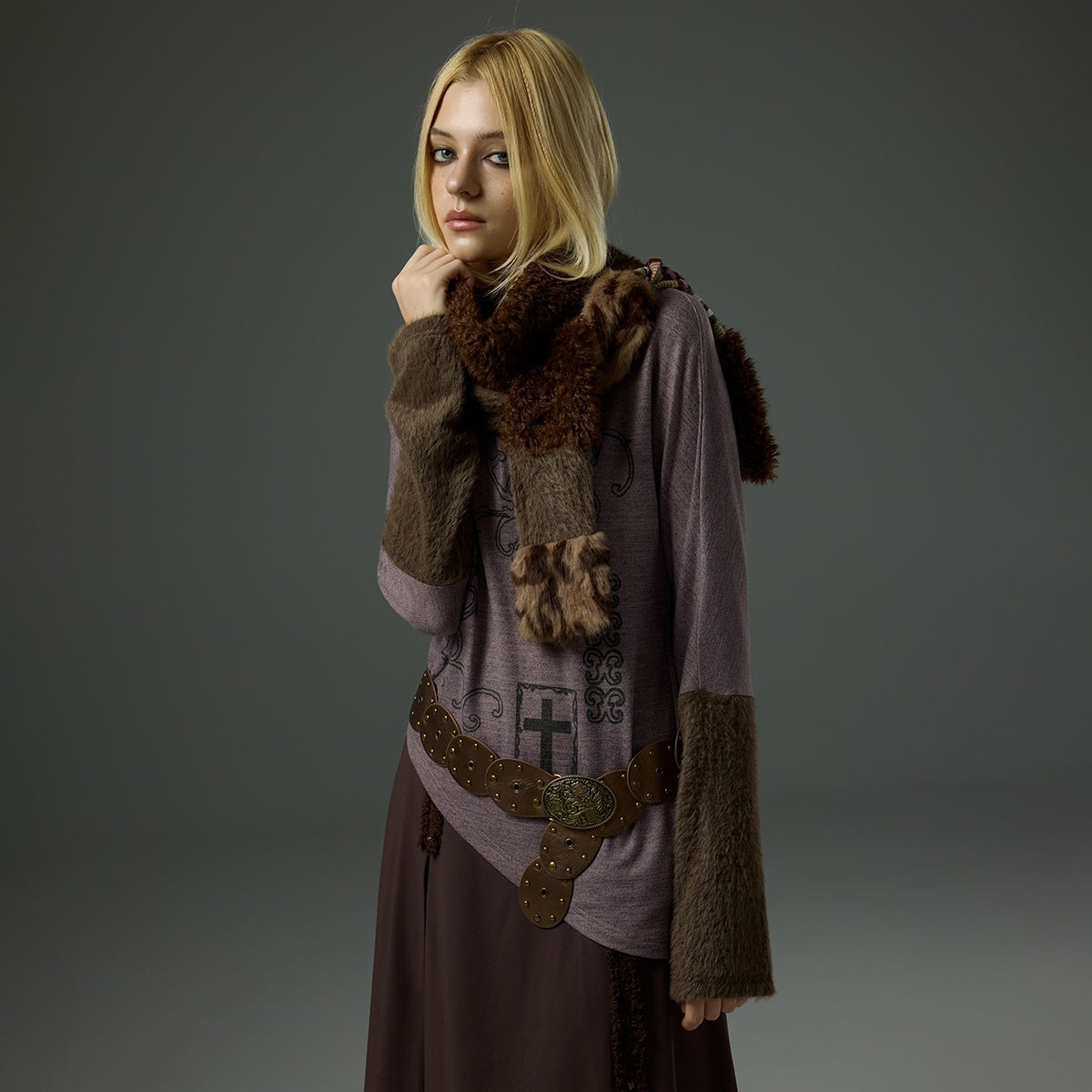 HEMOGLOBIN_Faux_Fur_Striped_Geometric_Rectangle_Women&