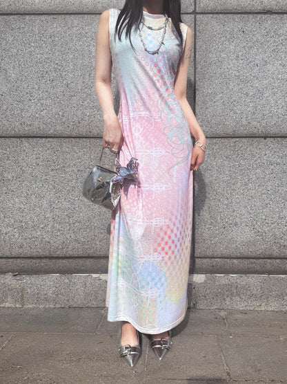 HEMOGLOBIN Gradient Halo Polka Dot Print Sleeveless Women&