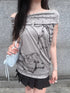 HEMOGLOBIN_Gray_Polka_Dot_Letter_Print_Loose_Fit_Open_Back_Women&