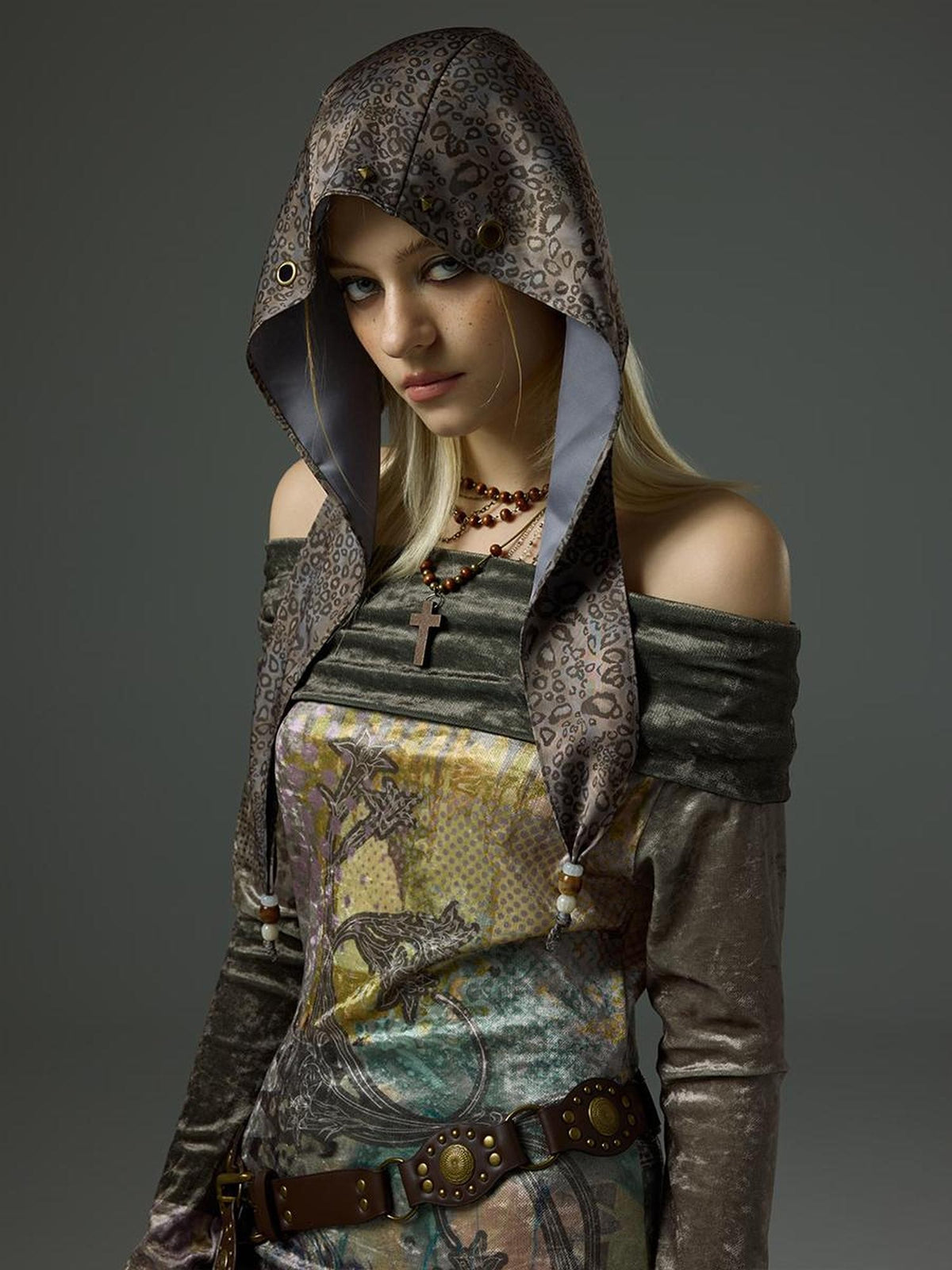 HEMOGLOBIN Leopard Print Studded Subculture Women&