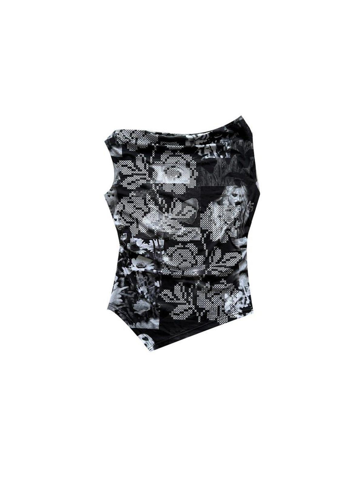 HEMOGLOBIN Print Asymmetric One Shoulder Slim Fit Women&