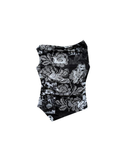 HEMOGLOBIN Print Asymmetric One Shoulder Slim Fit Women&