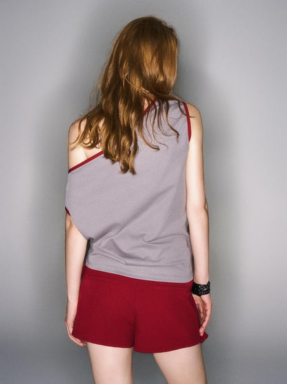 HEMOGLOBIN Print Color Block Grey Red Cotton Women&