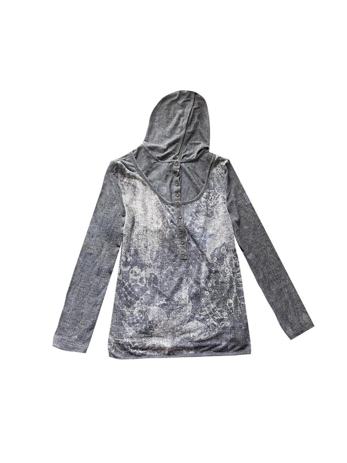 HEMOGLOBIN Print Faux Layered Button Women&