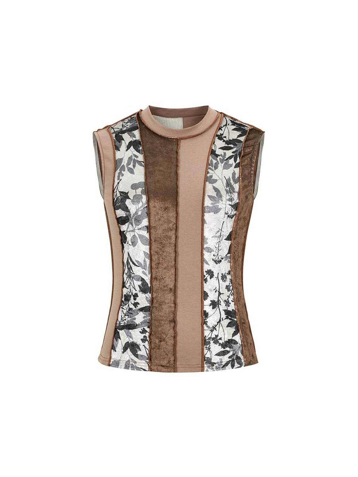 HEMOGLOBIN Print Patchwork Color Block Plant Retro Women&