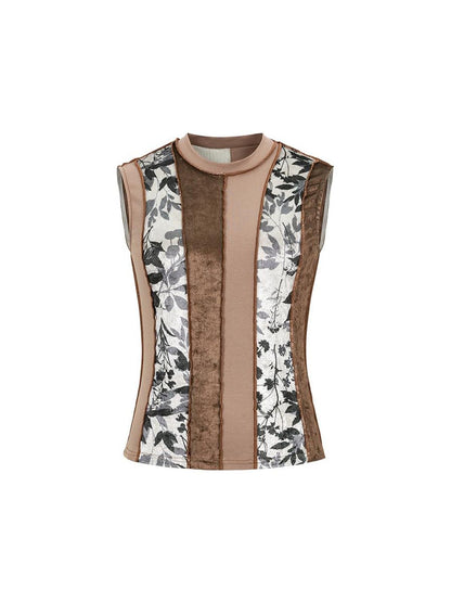 HEMOGLOBIN Print Patchwork Color Block Plant Retro Women&
