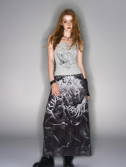 HEMOGLOBIN Print Punk Street Black Grey Mesh Women&