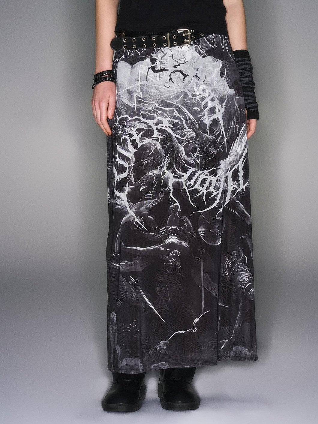 HEMOGLOBIN Print Punk Street Black Grey Mesh Women&