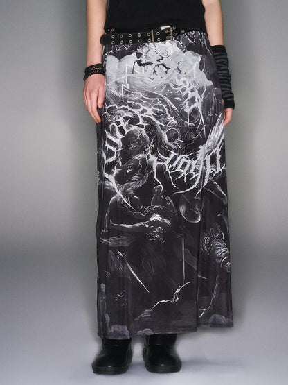 HEMOGLOBIN Print Punk Street Black Grey Mesh Women&