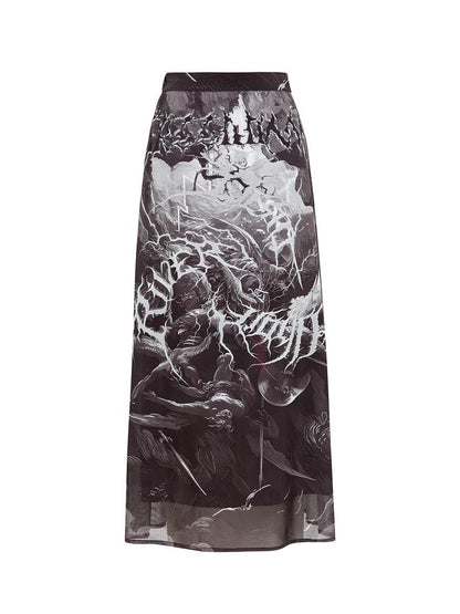 HEMOGLOBIN Print Punk Street Black Grey Mesh Women&