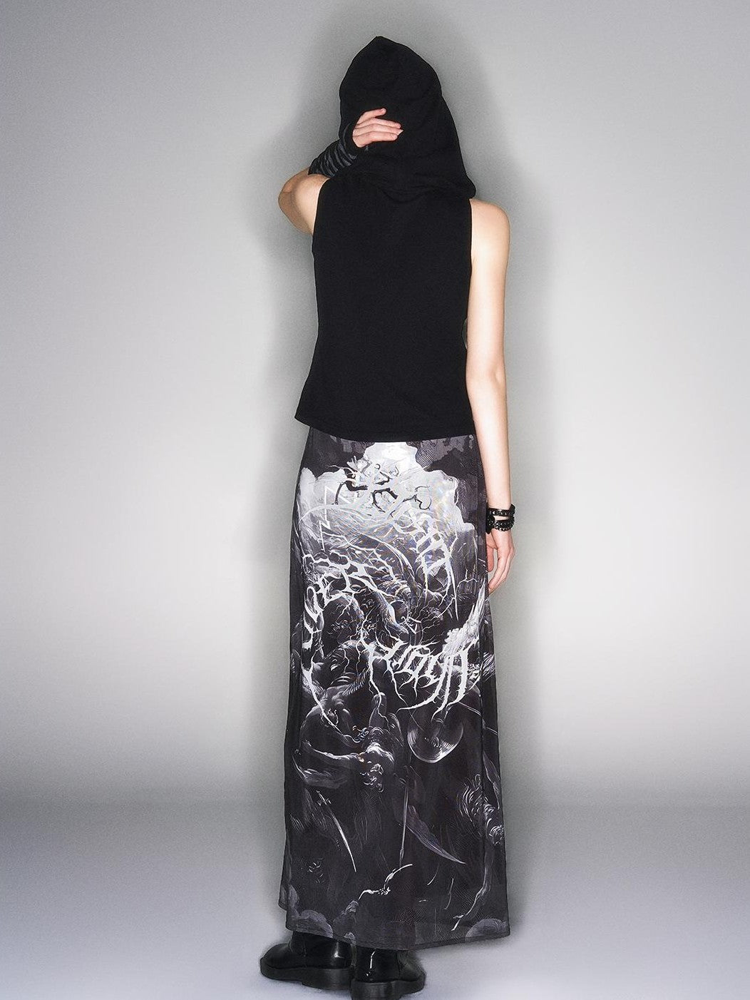 HEMOGLOBIN Print Punk Street Black Grey Mesh Women&