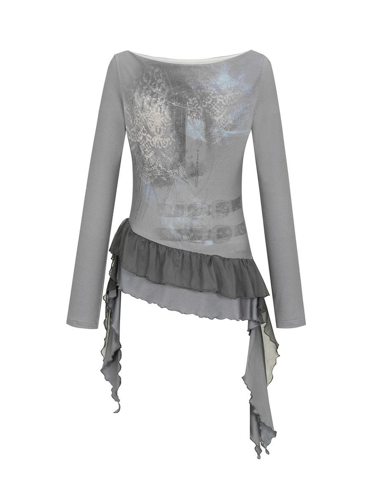 HEMOGLOBIN Print Splice Pleated Asymmetric Hem Women&