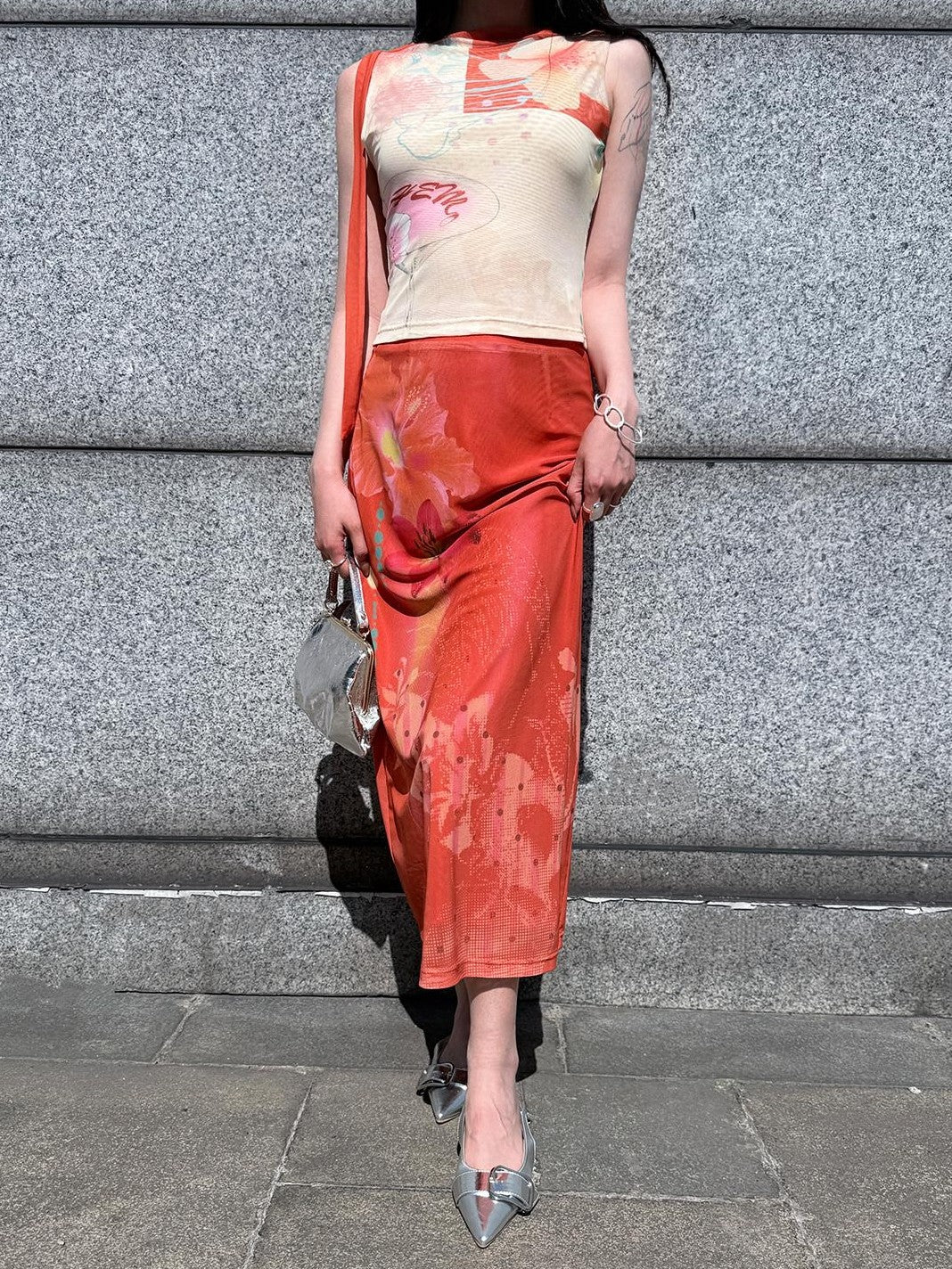 HEMOGLOBIN Printed Botanical Layered Mesh Women&